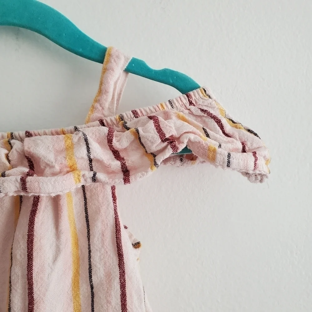 Carter's 18M Pink Striped Cold Shoulder Jumpsuit Romper One Piece Boho‎